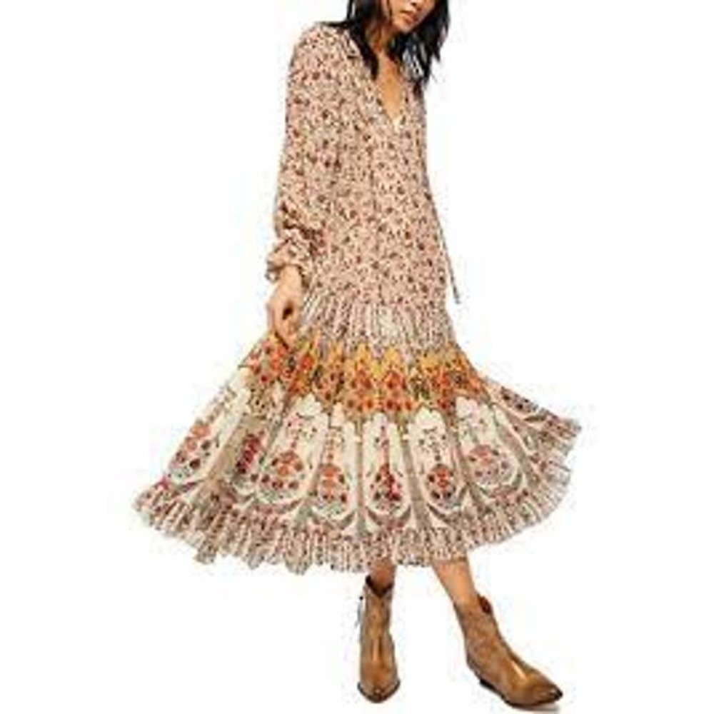 Free People Feeling Groovy Border Print Maxi Dress Medium
